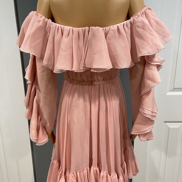 Giambattista Valli Frilled Silk Off-the-Shoulder Dress - Picture 12 of 16